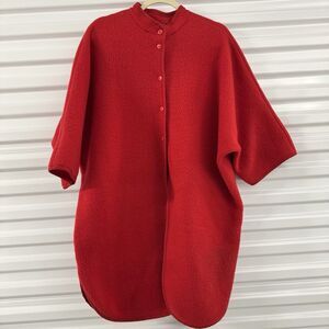 Vintage Hartstrings Robe Women 12 Red Fleece Nightgown Sleepwear Cardigan Warm